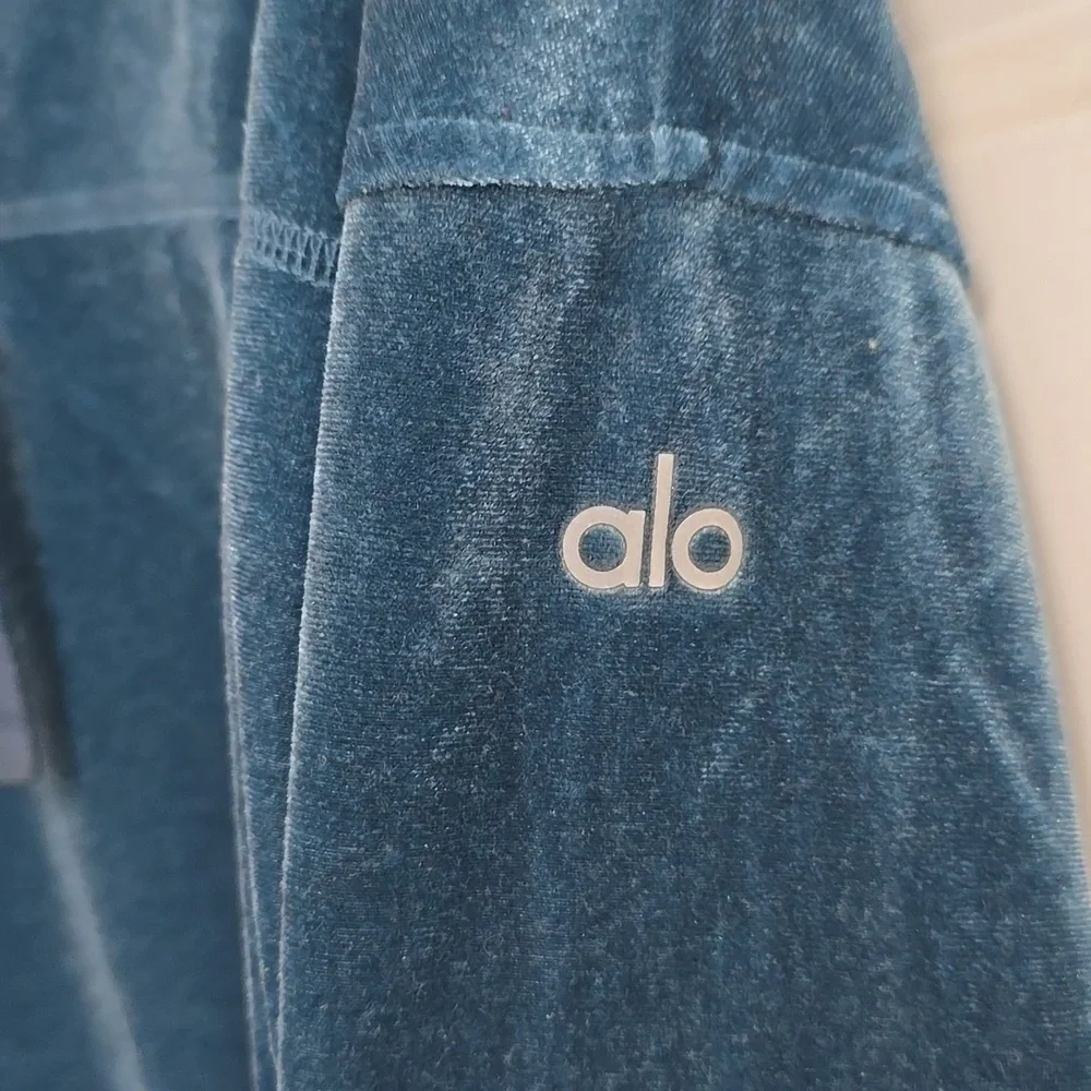 Alo Yoga Velvet Layer Long Sleeve Hooded Crop Top